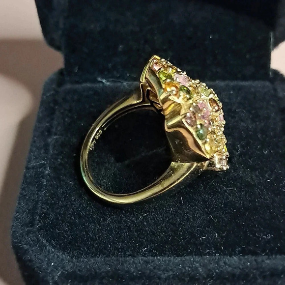 Multi-Tourmaline Floral Ring In 14k YG Vermeil Over 925 Sterling Silver - Picture 6 of 9